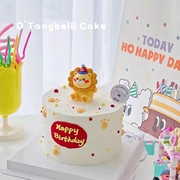 狮子座卡通动物立体软胶小狮子生日蛋糕装饰摆件烘焙甜品台插件