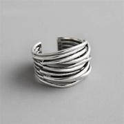 日韩小众设计创意食指戒指，复古镀银多层缠绕开口戒指指环