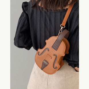 可爱搞怪双肩背包包女2022潮时尚手提单肩包网红斜挎小提琴包