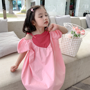 女童吊带连衣裙夏季儿童装粉色棉布公主裙韩版洋气小女孩网红裙子