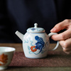 古彩陶瓷茶壶单壶家用纯手工泡茶水壶复古中式功夫茶具带过滤孔球