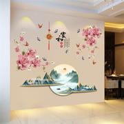 中国风墙纸自粘电视背景，墙面装饰客厅，沙发墙壁墙贴纸卧室温馨贴画
