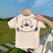 夏天舒适棉短袖男女童T恤100%纯棉婴儿宝宝上衣卡通可爱小熊印花