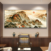数字油画diy手绘国风，山水装饰画办公室大幅背景墙，中式画江山永固