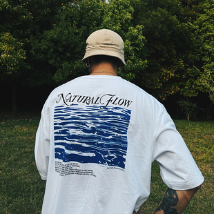 SUPERTOFU(SPTF) SS22 主题海浪波纹图案 面料加厚 短袖T恤