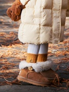 两穿亲子款|冬季儿童，x雪地靴真羊皮毛一体宝宝，靴子女童成人中筒