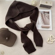 韩国针织毛线帽子围巾一体披肩女冬季休闲保暖连帽外搭假领子围脖