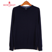 Montagut/梦特娇22纯色套头羊毛衫商务休闲长袖T恤杉1220017