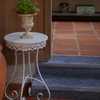 法式复古做旧铁艺花架凳，阳台裙边小圆桌o边几茶几花盆托架底