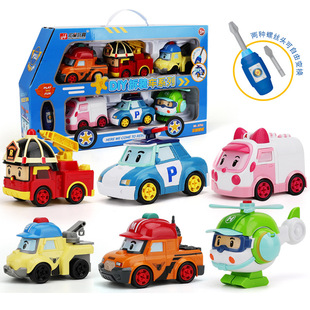 正版POLI珀利警长玩具变形拧螺丝拆装车儿童益智玩具男孩救援车队