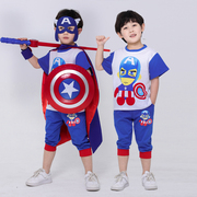 美国队长儿童套装5奥特曼男童装夏钢铁(夏钢铁)侠，6衣服装7超人服装4蜘蛛侠