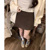 孕妇毛呢半身裙女春季韩版小个子百搭显瘦托腹A字包臀短裙子春装