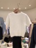 韩国东大门2023秋冬装甜美圆领套头，短款纯色短袖针织衫，毛衣女(毛衣女)