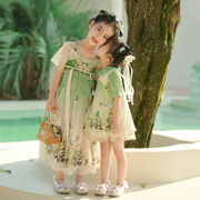 汉服女童夏季超薄绿色清凉雪纺飘逸超仙儿童古装可爱小孩旗袍裙子