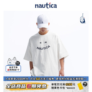 nautica白帆日系中性纯棉logo圆领，短袖t恤tw4112