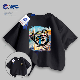 NASA SOLAR联名款卡通印花纯棉短袖夏季儿童T恤运动休闲上衣02