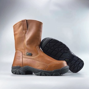[钢头鞋]42码西部牛仔，靴男鞋休闲工装，靴防水防压钢头套筒靴真皮