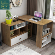 可伸缩连体电脑书桌书柜一体组合北欧创意旋转长方形转角家用书桌