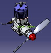 单缸柴油飞机发动机引擎三维几何数模型螺旋桨曲轴活塞Solidworks