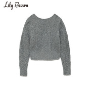 国内Lily Brown 镂空排扣针织正反穿开衫外套LWNT195020