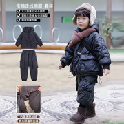 儿童棉衣套装男童洋气冬季2022加绒加厚韩版宝宝卫衣帅气冬装