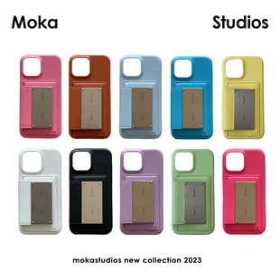 小众创意设计matinki*m风简约纯色皮质，适用于苹果iphone15promax卡，包式手机壳14pro防摔个性13保护皮套