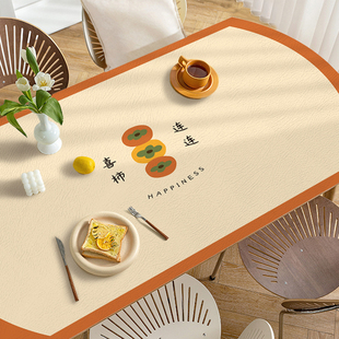 椭圆形桌布防水防油免洗防烫隔热皮革桌垫家用可折叠餐桌垫圆弧形