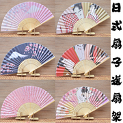 女式折扇日式和风扇，摆件樱花富士山绢布扇子，日本餐厅酒店用品摆件
