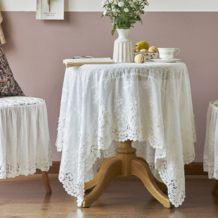 蕾丝桌布法式桌布轻奢高级感白色美式餐桌布茶几布北欧ins圆桌布
