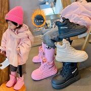 儿童加绒保暖棉鞋秋冬季女童高帮运动鞋，韩版中大童二棉面包鞋