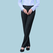 2024农村女式职业装裤女西裤银行紫绿条纹工作服中腰大码长裤
