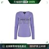 香港直邮Armani Jeans阿玛尼女士长袖T恤紫色棉质印字透气宽松