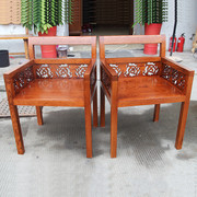 定制新中式实木家具榆木餐椅靠背椅休闲椅玫瑰椅围椅太师椅茶椅