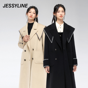2折特卖款杰茜莱时尚中长款双面，纯羊毛呢子大衣女外套jessyline