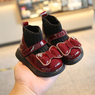 秋冬季加绒女宝宝短靴，一周岁小童靴子软底婴儿，小皮鞋学步二棉鞋子