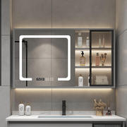 智能浴室镜柜实木单独挂墙式卫生间镜子玻璃门，层板灯除雾镜箱