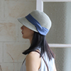 高档和纸草编马术帽法式赫本风度假防晒帽遮脸太阳帽遮阳帽女夏季