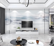 新中式壁布3D电视背景墙壁纸水墨山水画影视墙布客厅装饰墙纸壁画