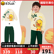 加绒bduck小黄鸭童装男童长袖套装冬季儿童运动两件套厚