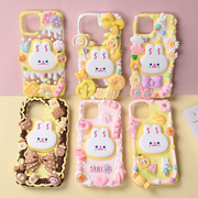 兔子头奶油胶diy手机壳全套材料包可爱小兔子饼干树脂配饰件