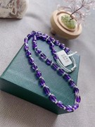 高贵紫色天然水晶麻花随形扭片短款加长项链女礼物时尚特色简约