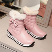 女童靴子2023冬季儿童雪地靴防水女孩加厚棉鞋中大童公主短靴