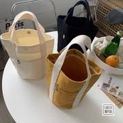 日系水桶型手提帆布包简约百搭文艺小容量便当餐盒小包男女