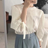 夏季甜酷气质条纹领口韩国东大门袖口系带设计感显白小清新衬衫女