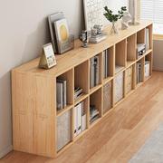 实木书架客厅储物柜松木格子柜儿童一体靠墙置物架家用落地矮书柜