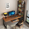 北欧实木书桌书架书柜一体，桌组合电脑桌台式家用办公桌子阳台书桌
