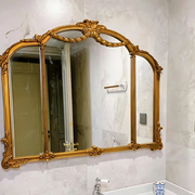 法式复古浴室镜壁挂墙桌面梳妆镜欧式雕花智能三面卫生间化妆镜