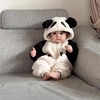 熊猫装婴儿爬爬服秋冬2023男女宝宝连体衣婴幼儿加厚保暖哈衣