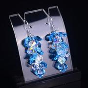 蓝色水晶耳环女2024年葡萄耳饰纯银钩气质闪亮高级感小众设计
