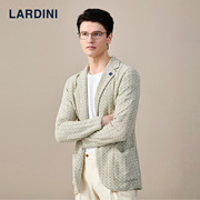 lardini意大利进口亚麻桑蚕丝，针织提花单西服(单西服)男商务休闲西装外套
